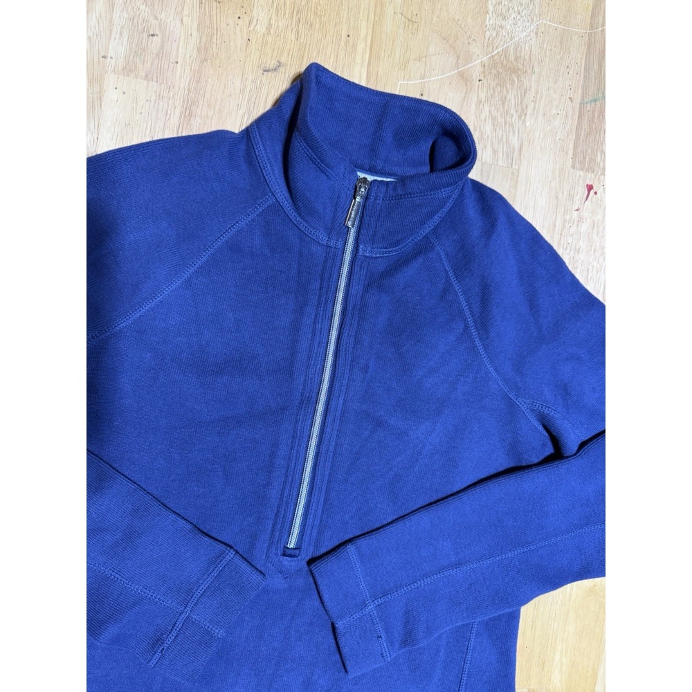Tommy Bahama Women's XS Blue 1/4 Zip Pullover Pineapple Logo Cotton Stretch